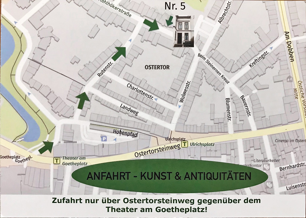 Anfahrtskarte Kunst & Antiquitäten Kohlhökerstr. 5 28203 Bremen ©2022